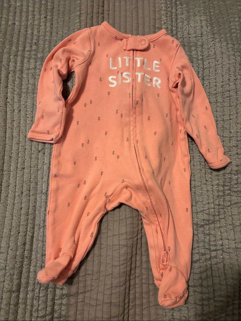 Carter's Coral Pink Baby Footed Pajama - Polka Dot Accent- Set of 3